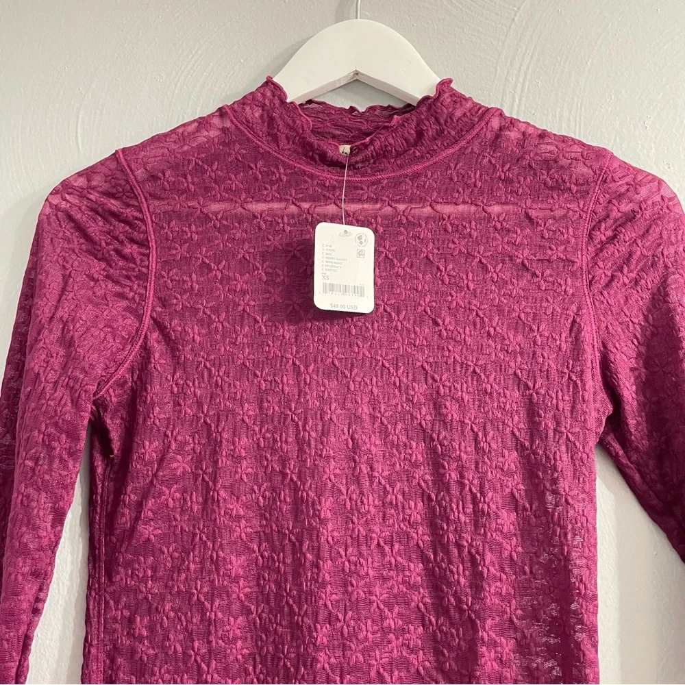 INTIMATELY Free people FROM THE START MOCKNECK LAYERING top sheer lace mesh